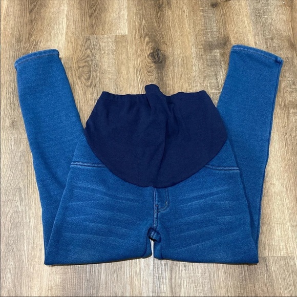 Maternity Fleece Skinny Jeans Blue - Picture 2 of 9